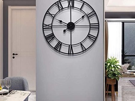 Reloj de Pared Moderno de Metal Grande, silencioso, sin tictac, Funciona con Pilas, Vintage, Plata, números Romanos Redondos, Modernos para decoración de Sala de Estar - 40cm Embalaje Deteriorado Hot on Sale