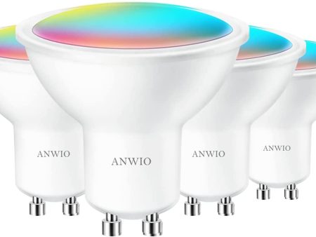 Anwio GU10 Bombillas Inteligentes LED RGB WiFi, 5W Equivalente a 32W, 350 Lúmenes, Funciona con Alexa, Google Home y Smart Life, 4 unidades Reacondicionado Supply