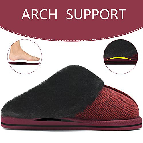 Oncai Pantuflas Mujer Casa Invierno Caliente Peluche Zapatillas para Espuma De Memoria Cómodas Antideslizantes Zapatillas Talla de 40 EU ES Vino Rojo Online now