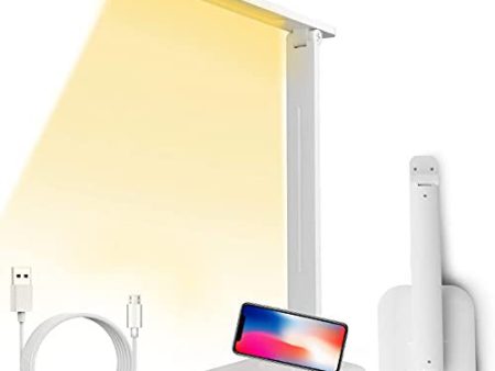 Lámpara de escritorio LED, Sendowtek Lámpara de Mesa Protección de Ojos para Lectura con Plegable Niveles de Brillo Regulables, Control Táctil, Recargable USB Blanco Reacondicionado Cheap